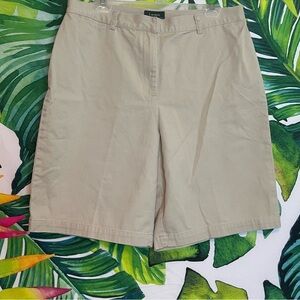 Vintage 90s Lauren Ralph Lauren 16 Beige Khaki Pleated Preppy Casual City Shorts